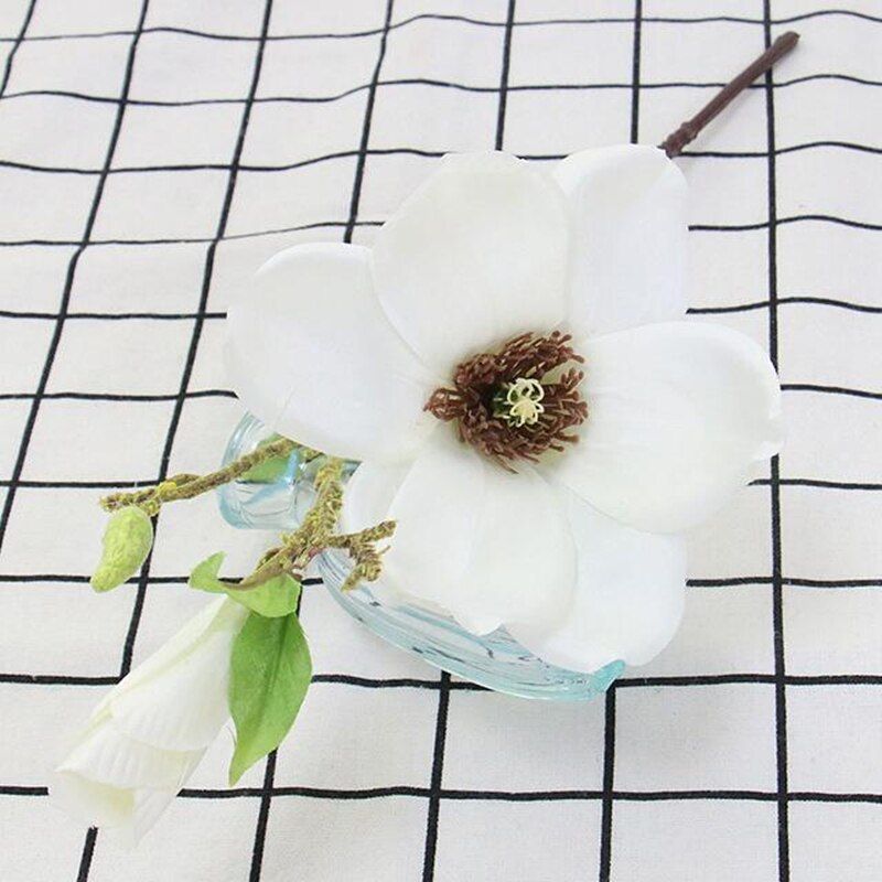 Mini short branch vintage artificial silk magnolia orchid home vase decoration wedding bride bouquet table flower decoration