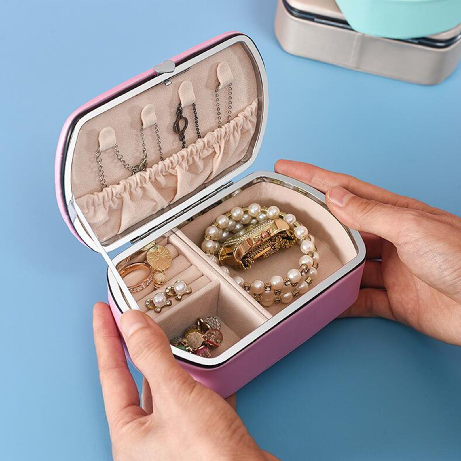 Jewelry Case Soft Touching Universal Adjustable Small Travel Jewelry Organizer