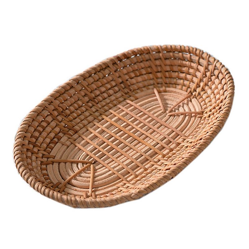 Woven Storage Basket Rattan Bread Basket Fruit Basket Serving Baskets for Home Kitchen Desk Snack Sundries Organizer