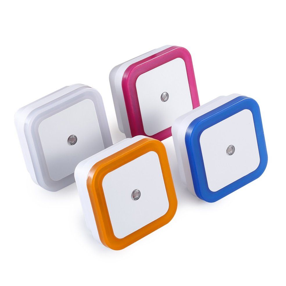 HA  4PCS 1W Light Sensor US Plug LED Night Light for Kid Baby Bedroom Color Random