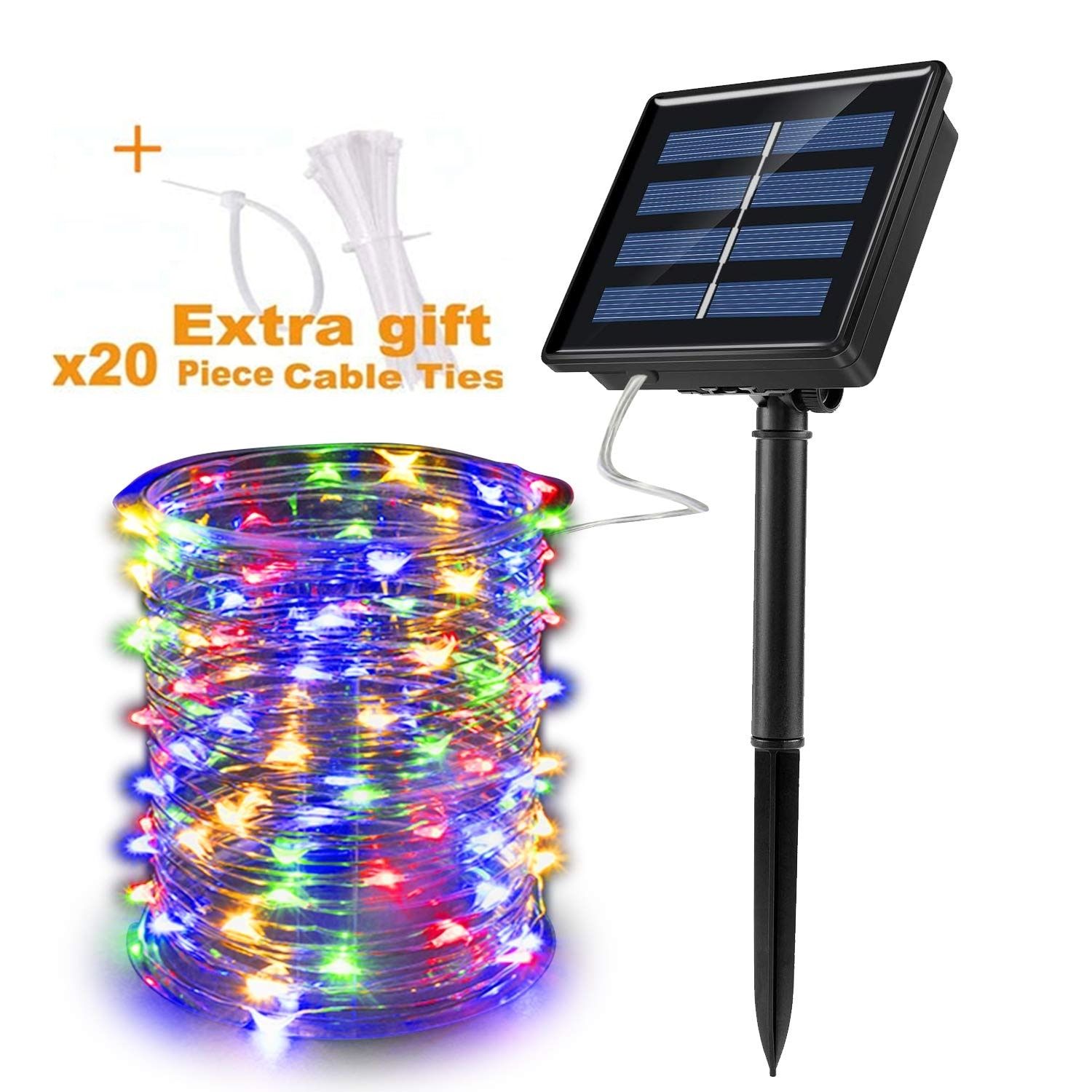 Solar Powered String Lights Outdoor Solar Fairy Lights String Lights for Home Patio Garden Gate Yard Party Wedding Decoration--Warm White--10m100led(2pack)