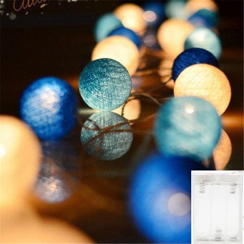 40 LED  Ball Garland String Lights Christmas Fairy Lighting Strings for Outdoor Holiday Wedding Xmas Party Home Decoration--USB  white--1m 10leds