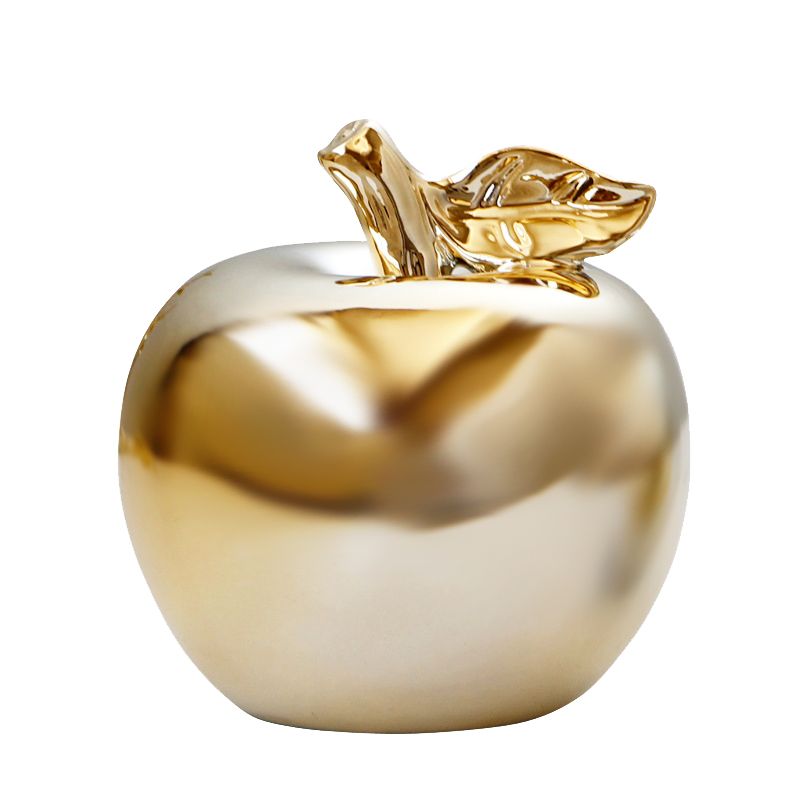 Ceramic Apple Figurines Christmas Fruit Decoration Apple Model Ornaments Figurines Props Home Decoration-Golden