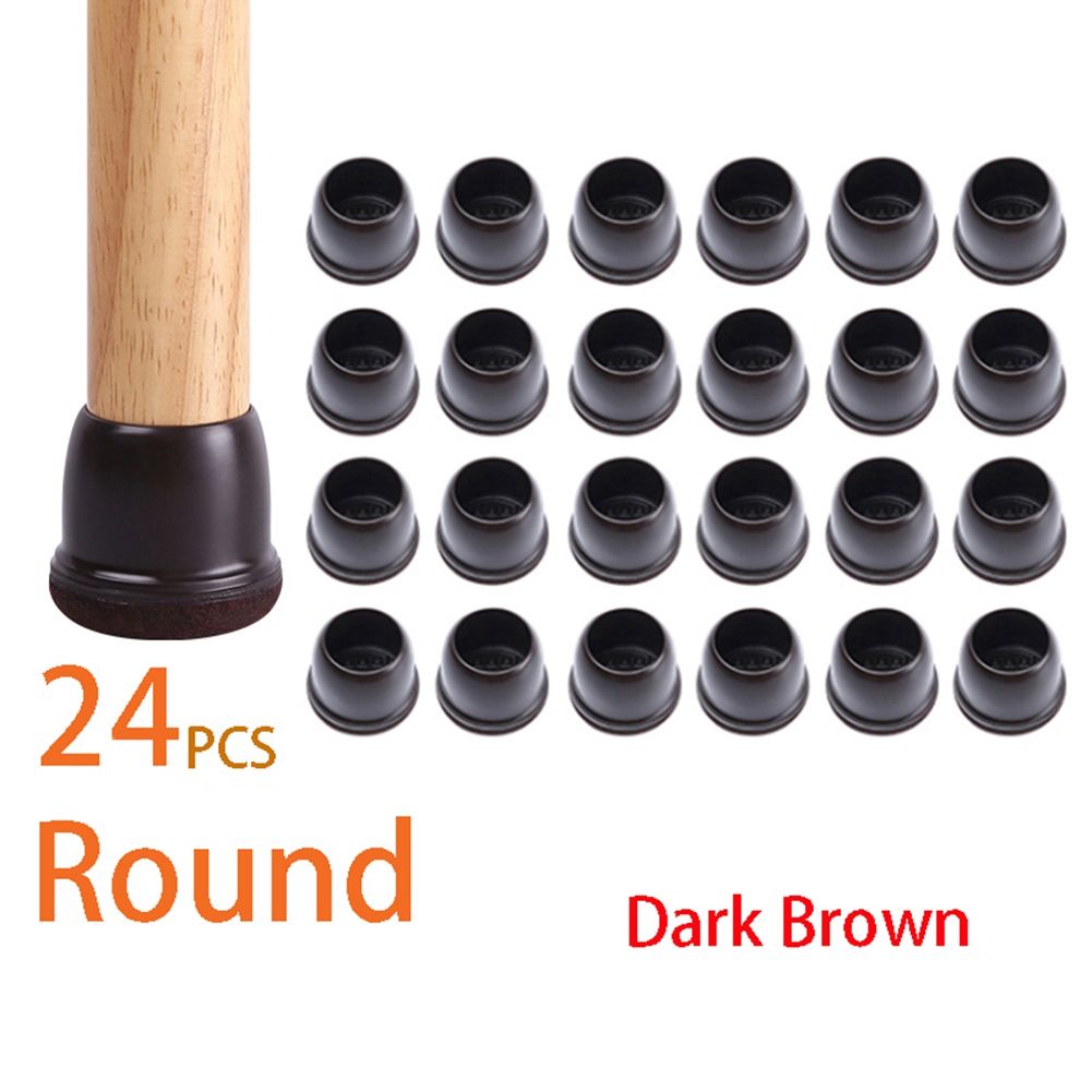 24Pcs Chair Leg Floor Protector TPE Round Furniture Leg Plug Protector Felt Bottom Non Slip Pads Caps Table Feet Mats -L