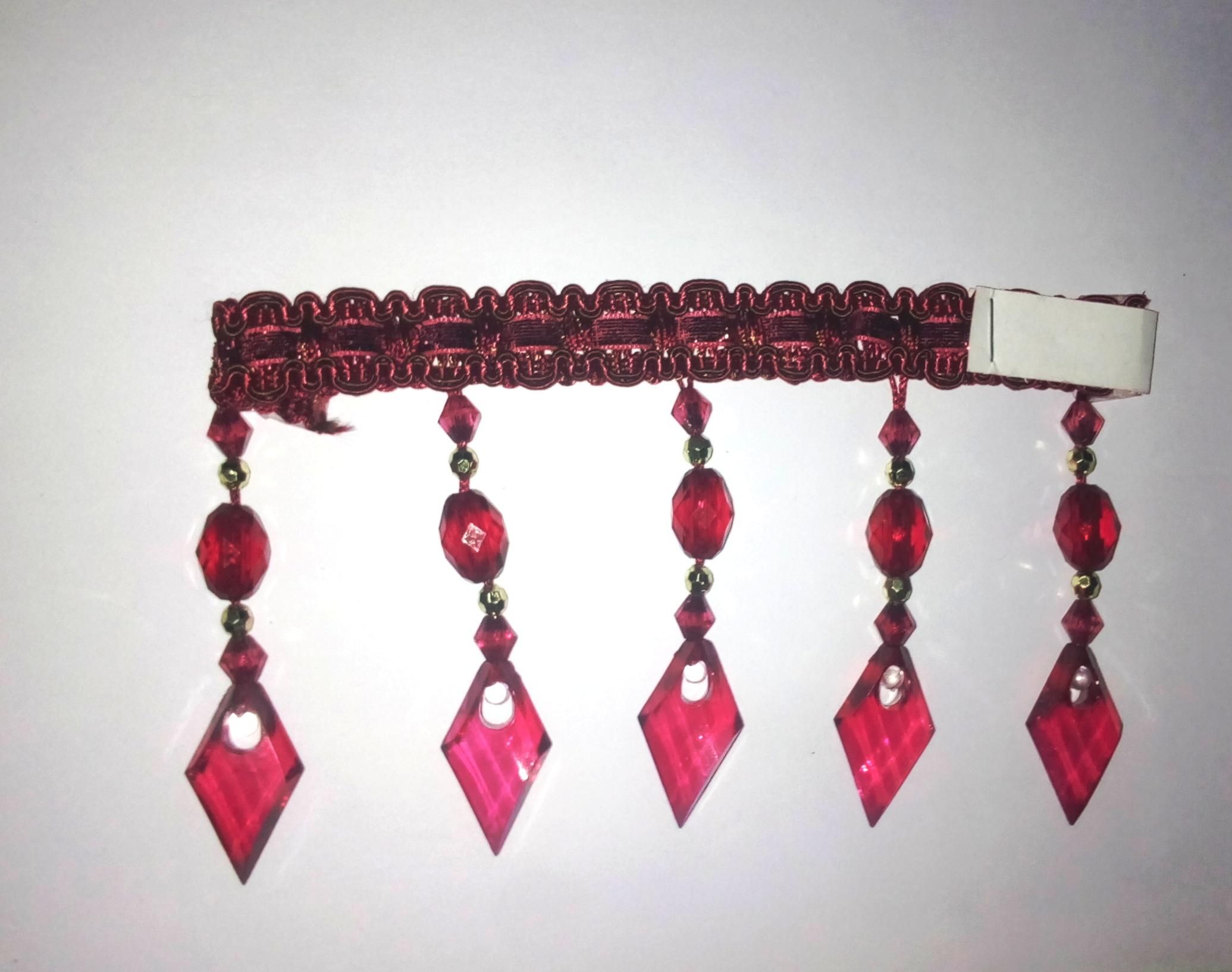 Handmade Beaded Ribbon DIY Folk Style Costume Lace Clothing Bags Curtain Accessories Lace MAROON