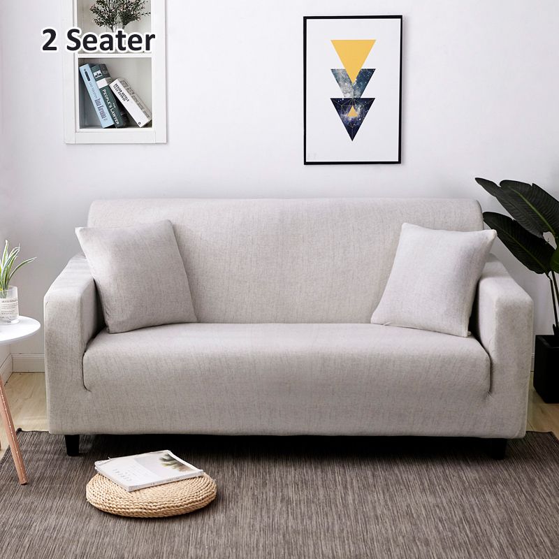 1/2/3 Seaters High Furniture Stretch Couch Cover-One Piece Sofa Chair Cover Set Light Grey Furniture Protector - Light Grey