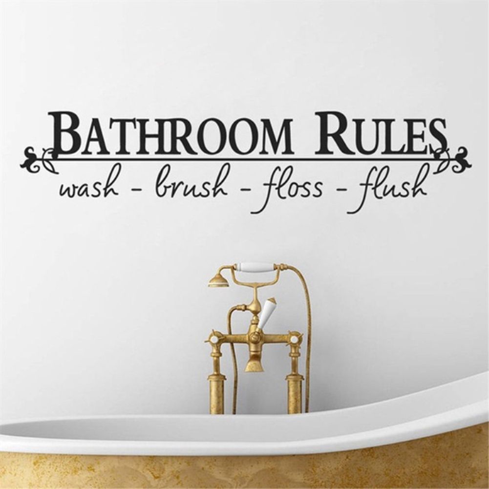 Removable Self-adhesive Bathroom Rules Wall Sticker Decal Home Room Decoration