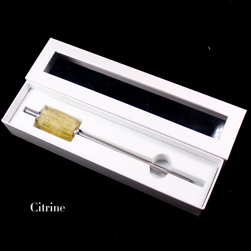 Runyangshi 1pc 2020 New Eco-friendly Reusable Natural crystal amethyst stainless steel Drink straw rose quartz With Brush