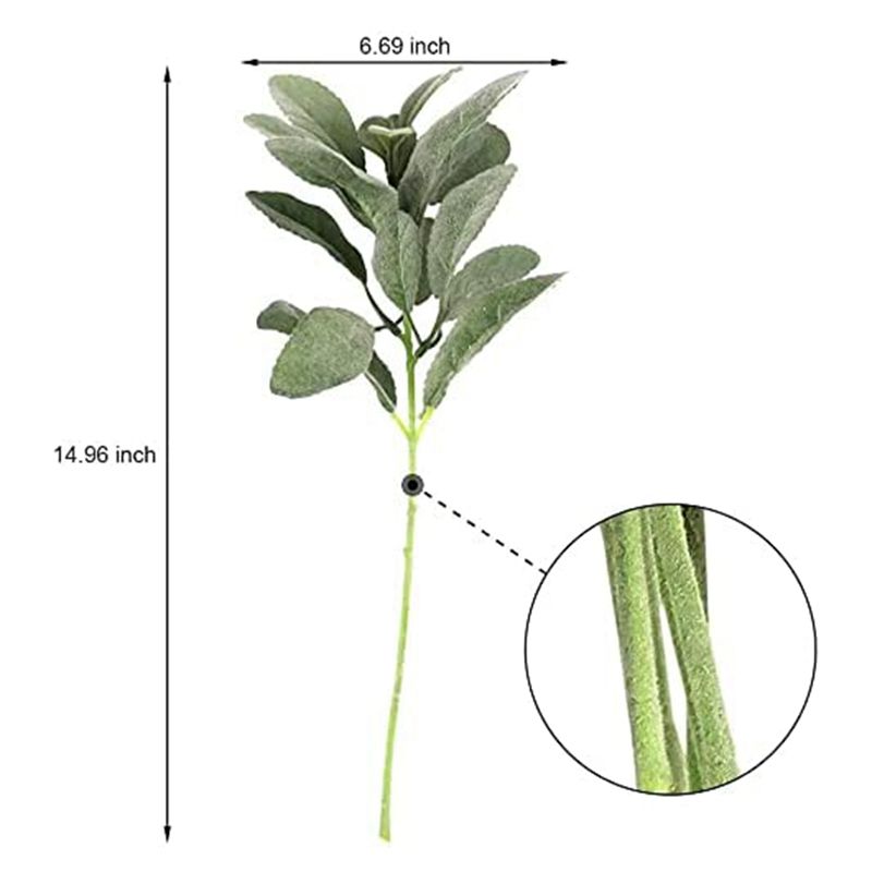 20Pcs Artificial Flocked Greenery Leaves Short Stems,for Home