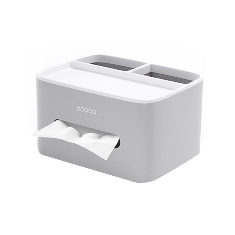 Ecoco Desktop Storage Tissue Box Double-Layer Multi-Function Tissue Organizer Remote Control Box-Gray