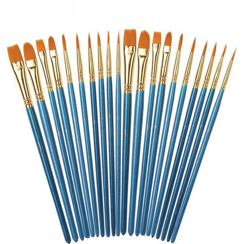 BRADOO 20PCS Pearlescent Blue Oil Brush 1 Set of Art Painting Water Chalk DIY Special Brush for Children's Drawing