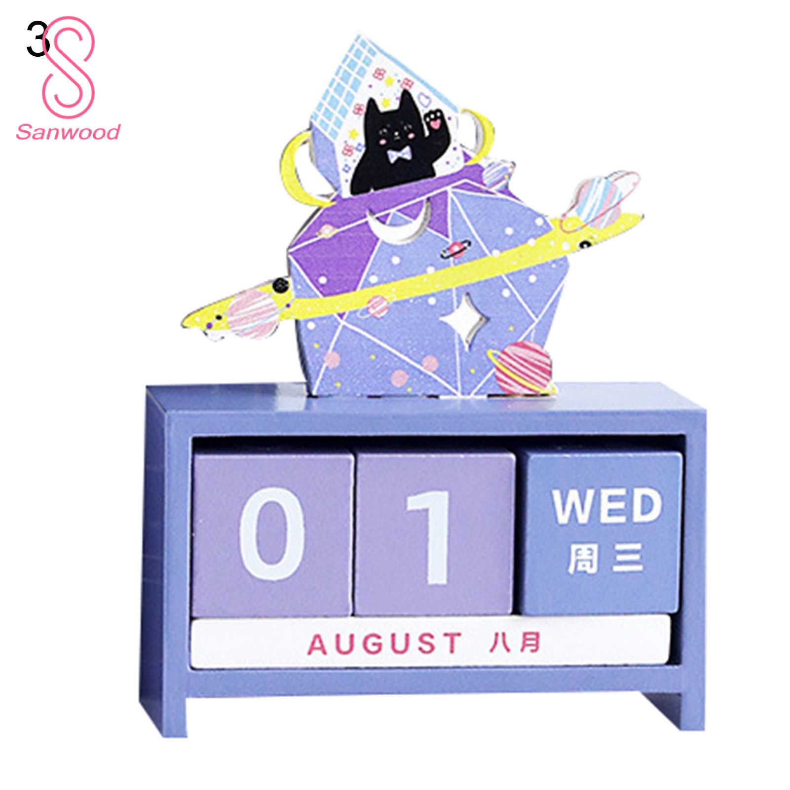Calendar Decor Rotatable Month Number Blocks Calendar Decor