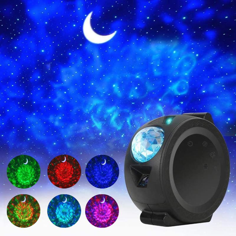 Yfashion LED Projector Night Light Starry an Wave Projection 6 Colors 360Degree Rotating Lamp for Kids