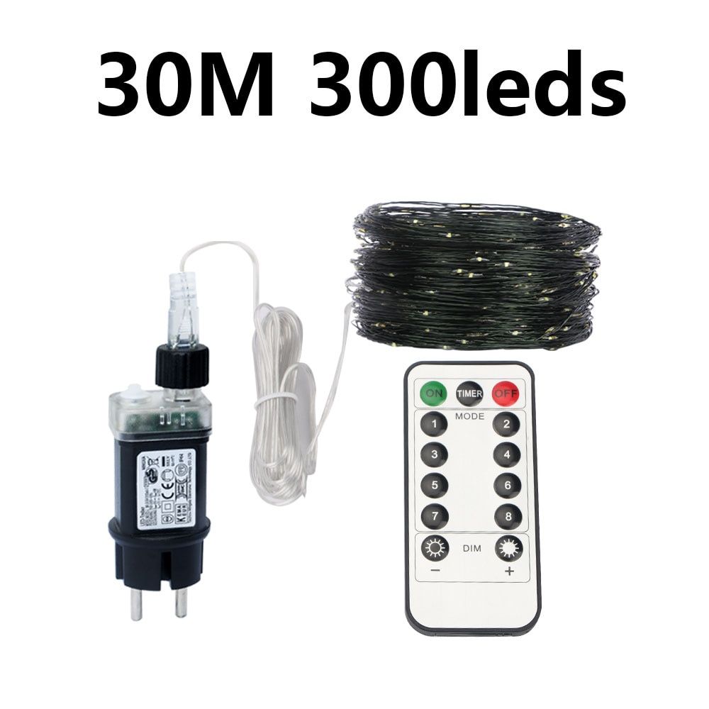100/500/1000 LED Remote Control Fairy String Lights Christmas Garland LED Waterproof Outdoor Street Garden Wedding Party Decor--50M--White