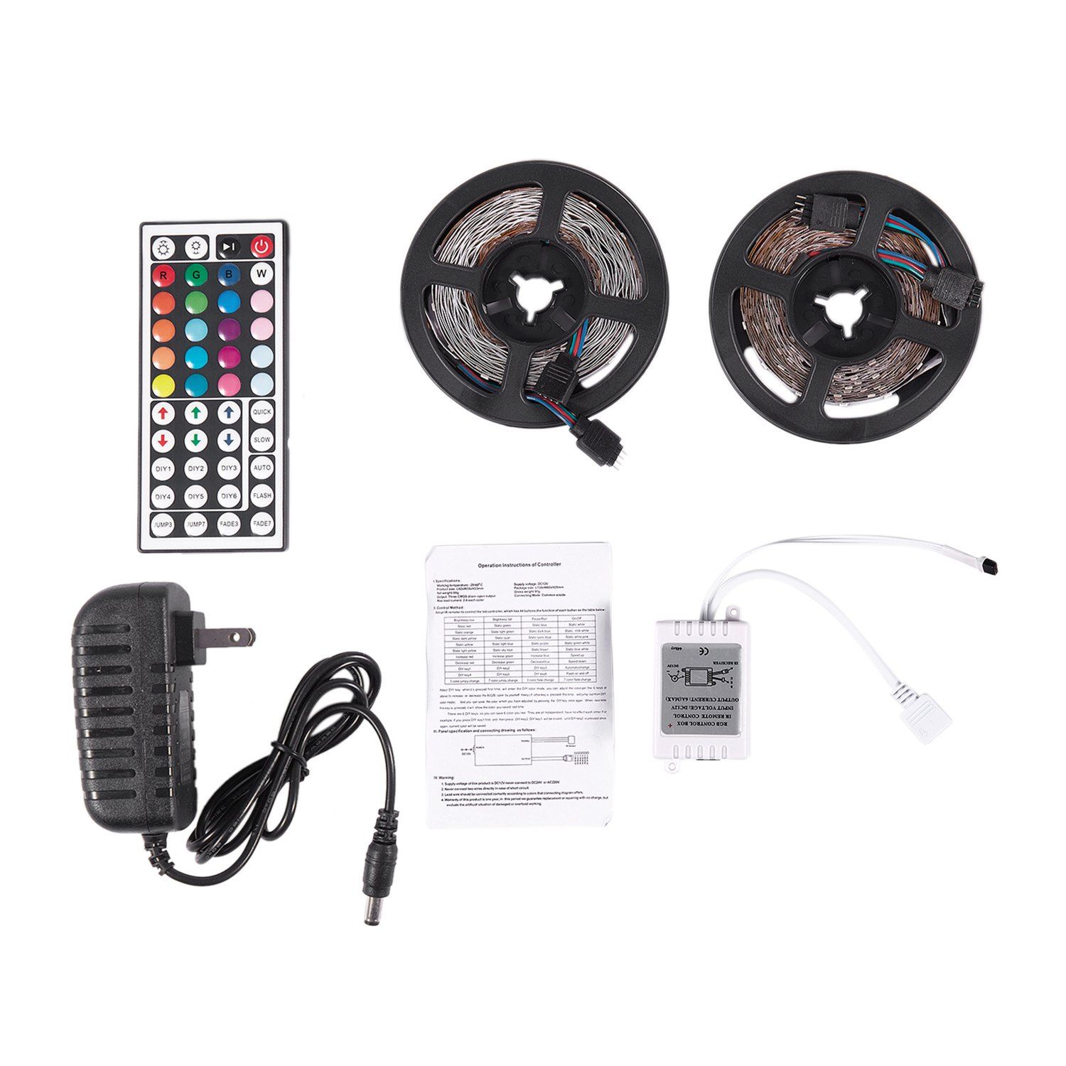 Individual 10M 300Leds 3528 Smd Rgb Led Light Strip + 44 Key Ir Remote Controller Non-Waterproof Dc12V 60Leds Flexible Lighting Ribbon Tape Us Plug