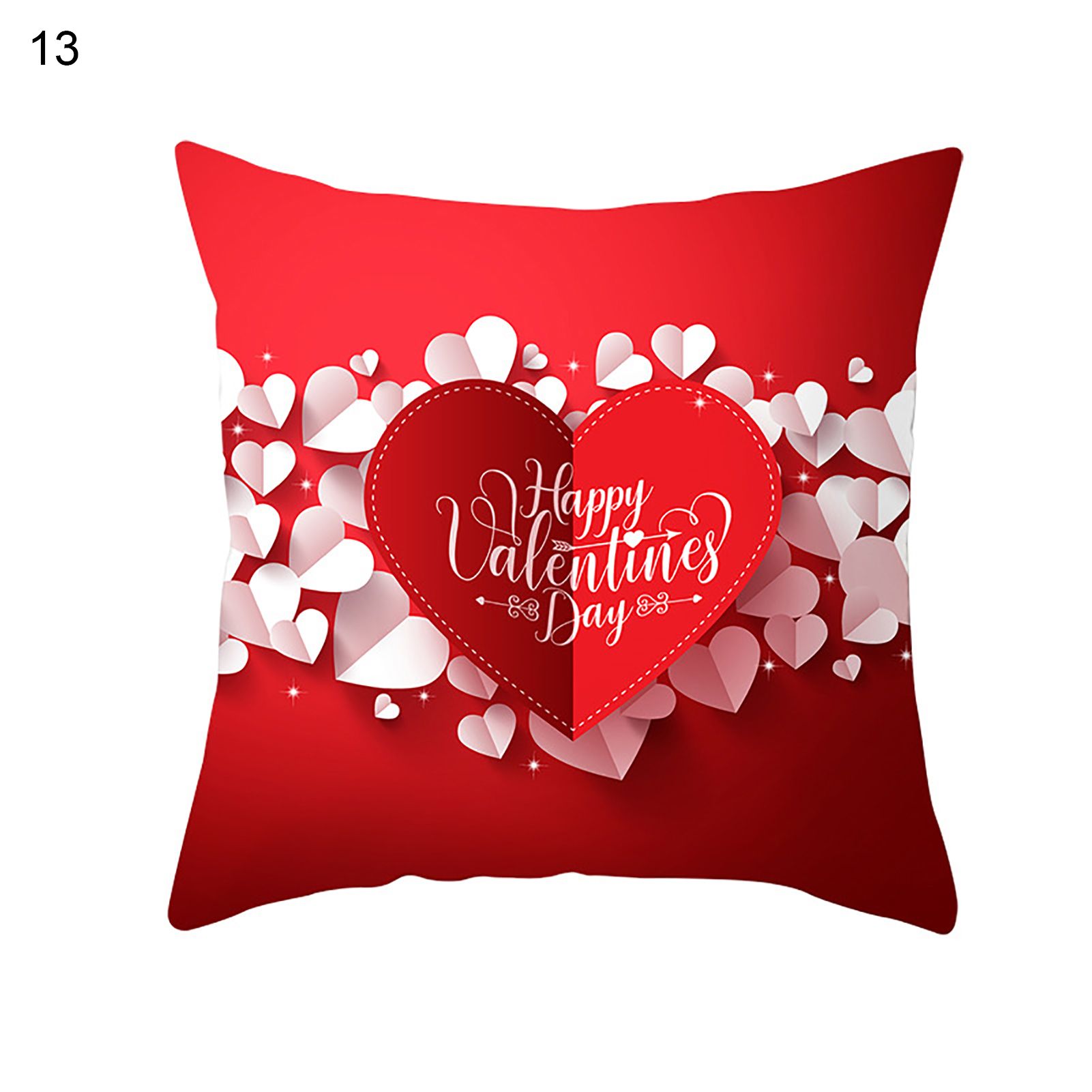 Festive Touch Beautiful Pillowcase Polyester Peach Skin Adorable Heart Pattern Cushion Cover for Home