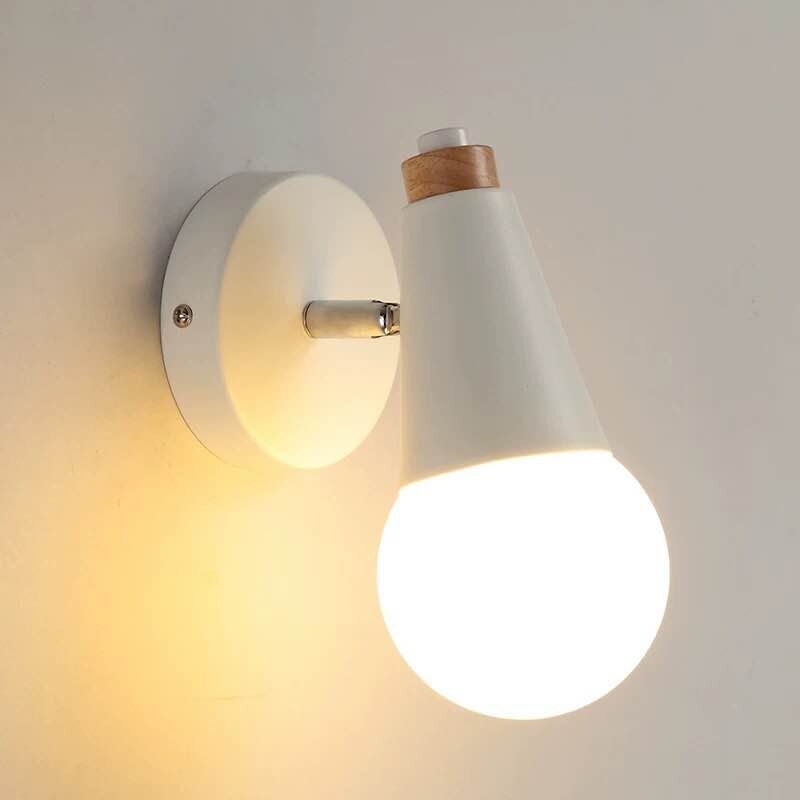 LED wall lamp creative wall pendant lamp 5W modern Nordic wrought iron + wooden bedroom bedside lamp children's room living room