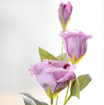 Zinmol 1 pcs European Artificial Flowers 3 Heads Fake Eustoma Lisianthus Silk Flowers Wedding Party Home Decor Bouquet 4Colors