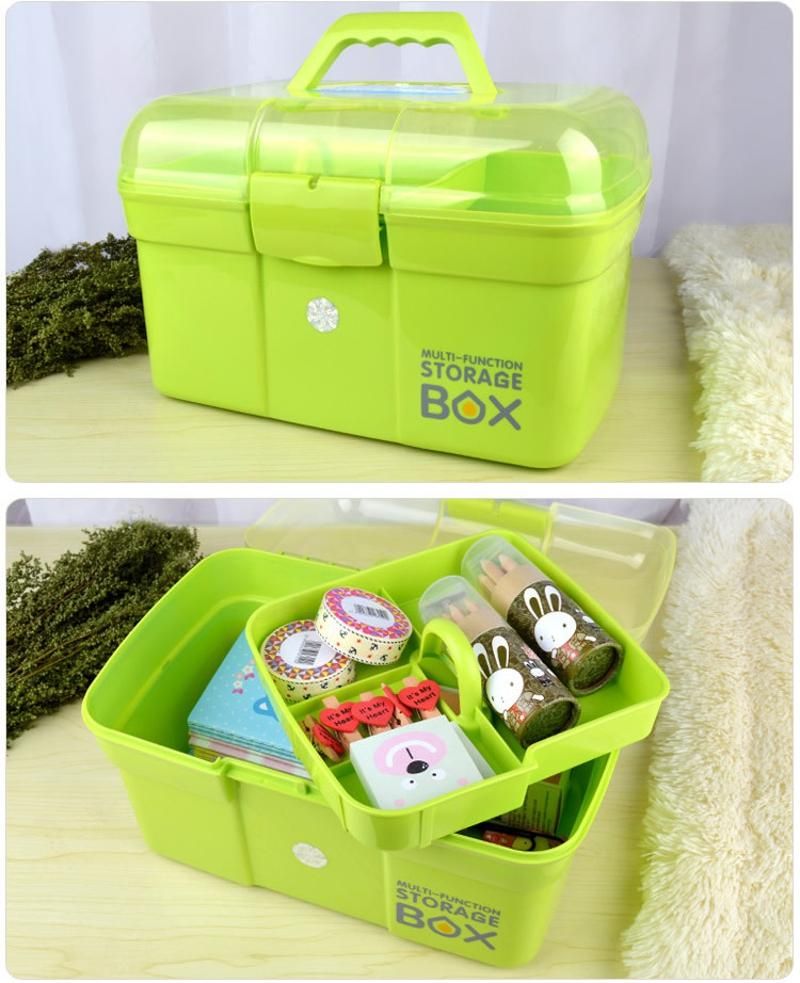 Family medicine double Furniture portable medicine box sealed high-capacity storage box creative household Medicine storage - Green