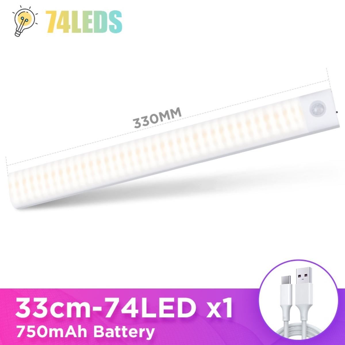 Closet Light Strip Motion Sensor USB Rechargeable Stairs Hallway Strips Wireless Infrared Induction Night Light for Cabinet Bedroom Wardrobe Lighting