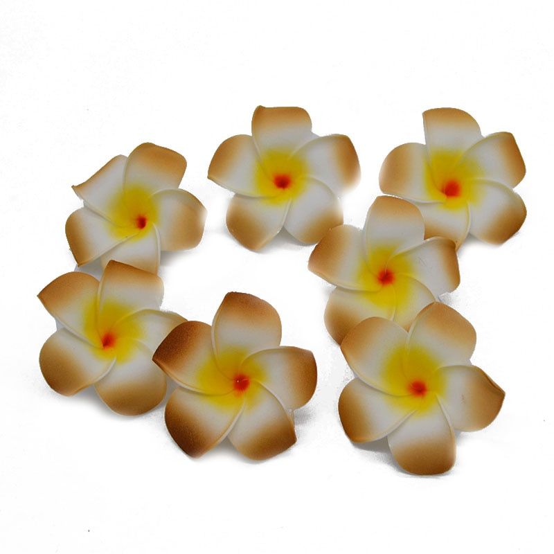 10Pcs/lot Plumeria Hawaiian PE Foam Frangipani Artificial Flower DIY Wreath Headdress Flowers Wedding Decoration Party Supplies