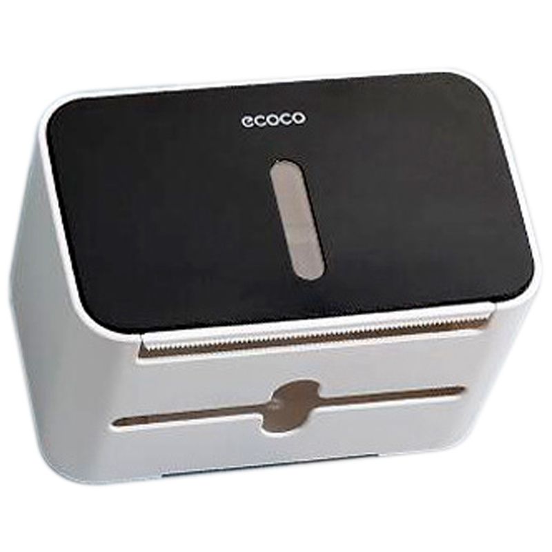 Ecoco Paper Holder for Toilet Waterproof Wall Mounted Toilet Paper Tray Roll Paper Tube Storage Box Bath Tissue Box Shelf-Black