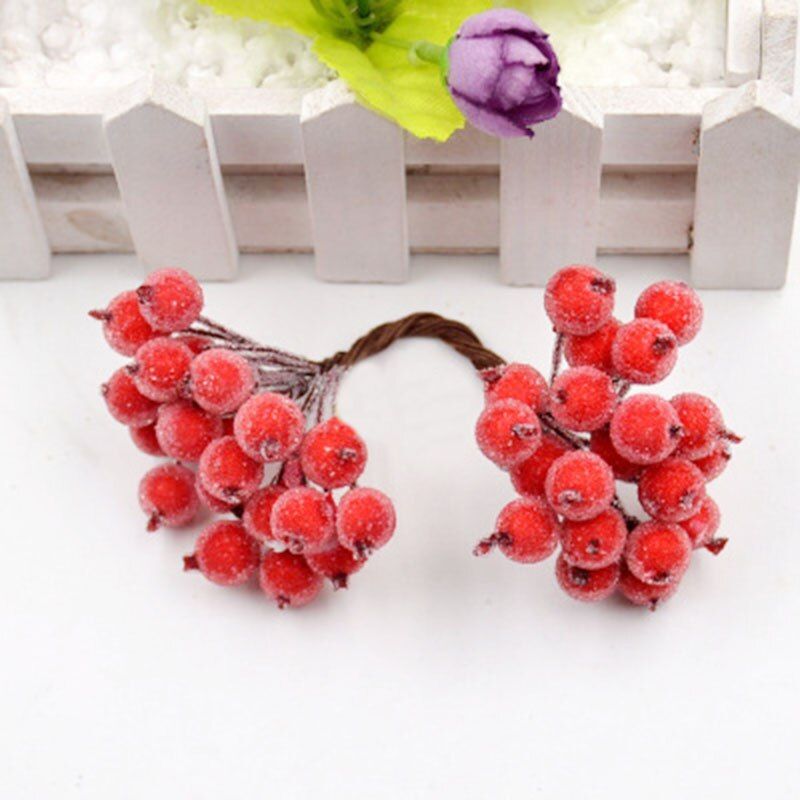 40heads Artificial Fruit Glass Berries Stamen Cheap Fake Flower For Home Wedding Decoration DIY Wreath Scrapbooking Fake Flower