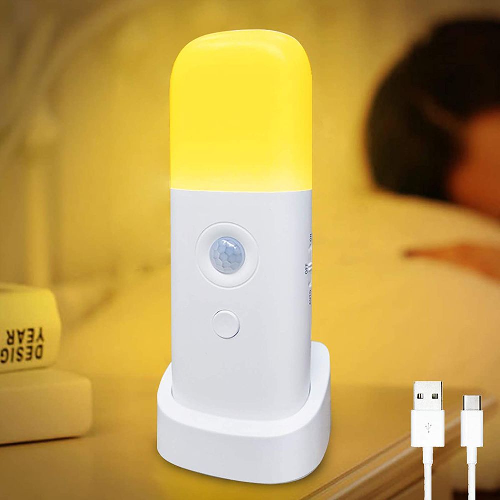 200 Lumen Mini Night Light With Cordless Motion Sensor And 5 Levels Adjustable Brightness/Glowing Warm 360°Light