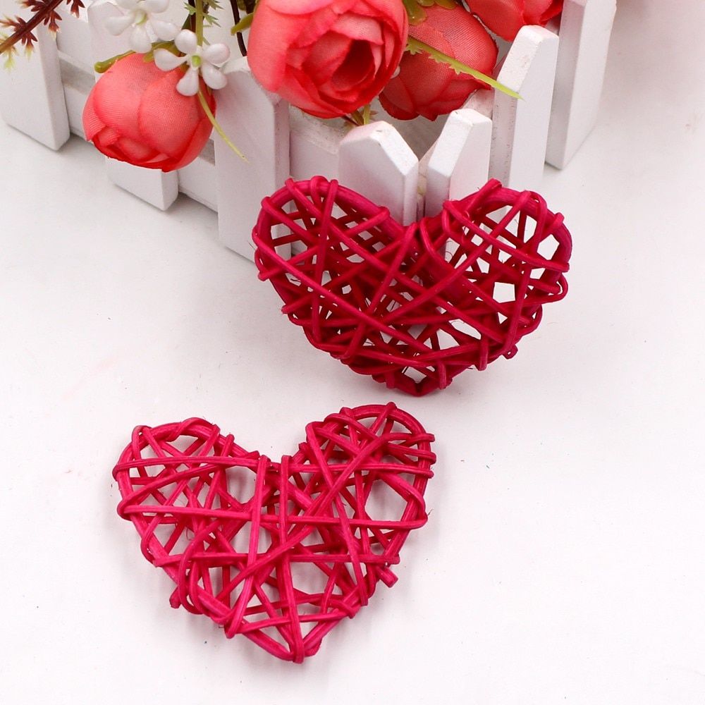 5pcs/lot 6cm Rattan love Artificial Straw Ball For Birthday Party Wedding Decoration Christmas Decor Home Ornt Supplies