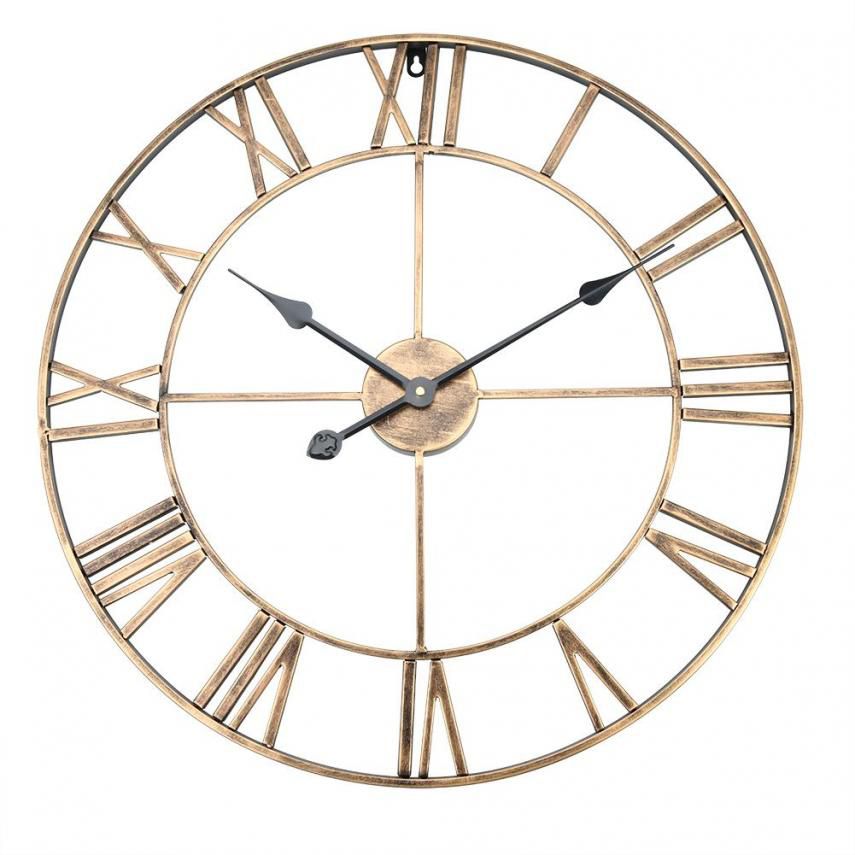 Large Art Wall Clock Rustic Iron Metal Vintage Industrial luxury Home Decor
