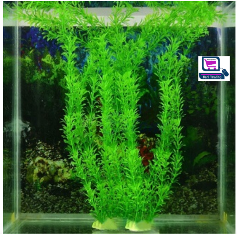 Aquarium Green Artificial Plastic Grass Plant Ornament Fish Tank Decoration_2 Pcs