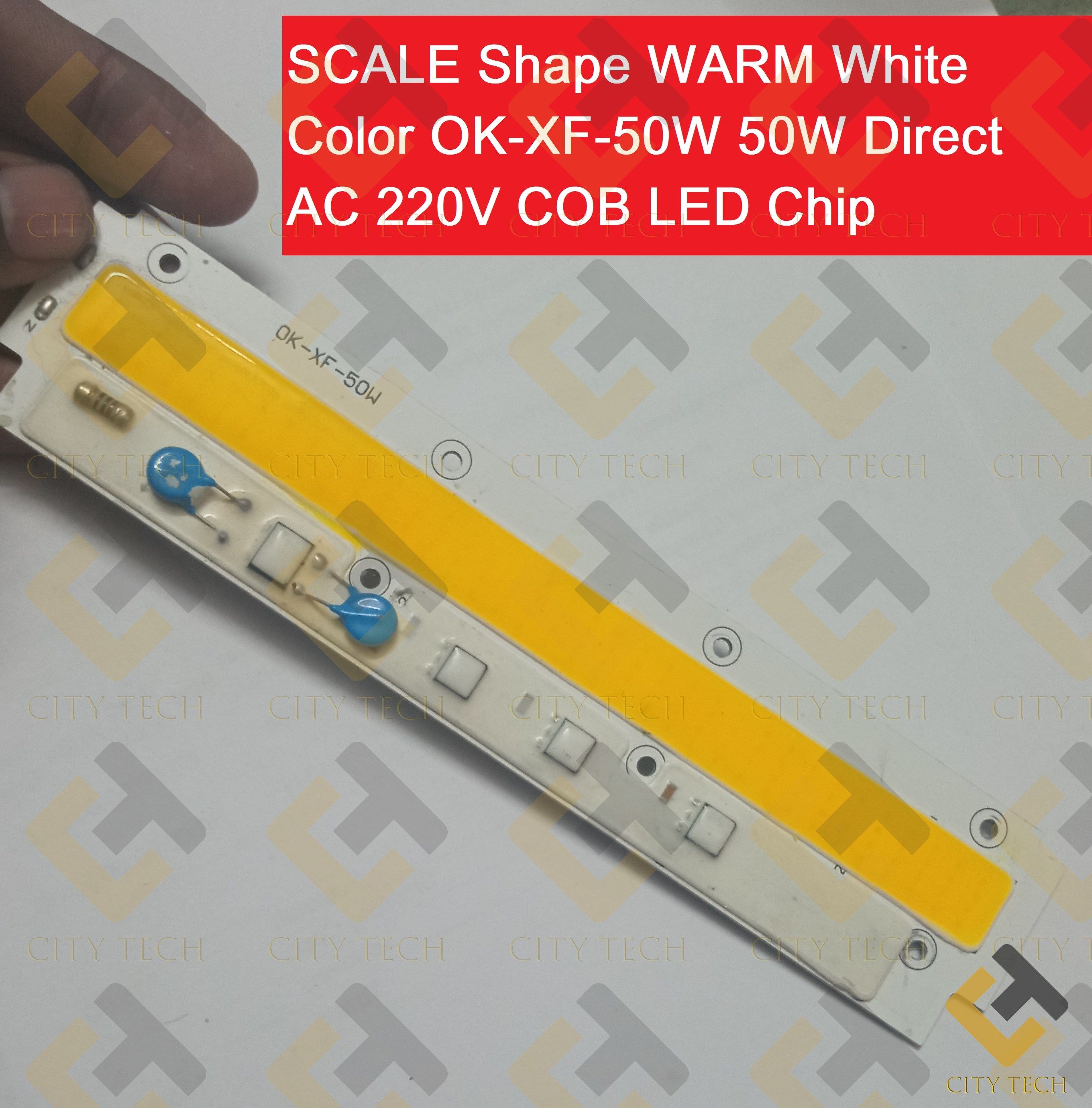 SCALE Shape WARM White Color OK-XF-50W 50W Supper Bright Warm White 50W Direct AC 220V 177x38mm COB LED Chip 50Watt Warm White Color Light Directly Connect AC 220V For DIY Flood Light