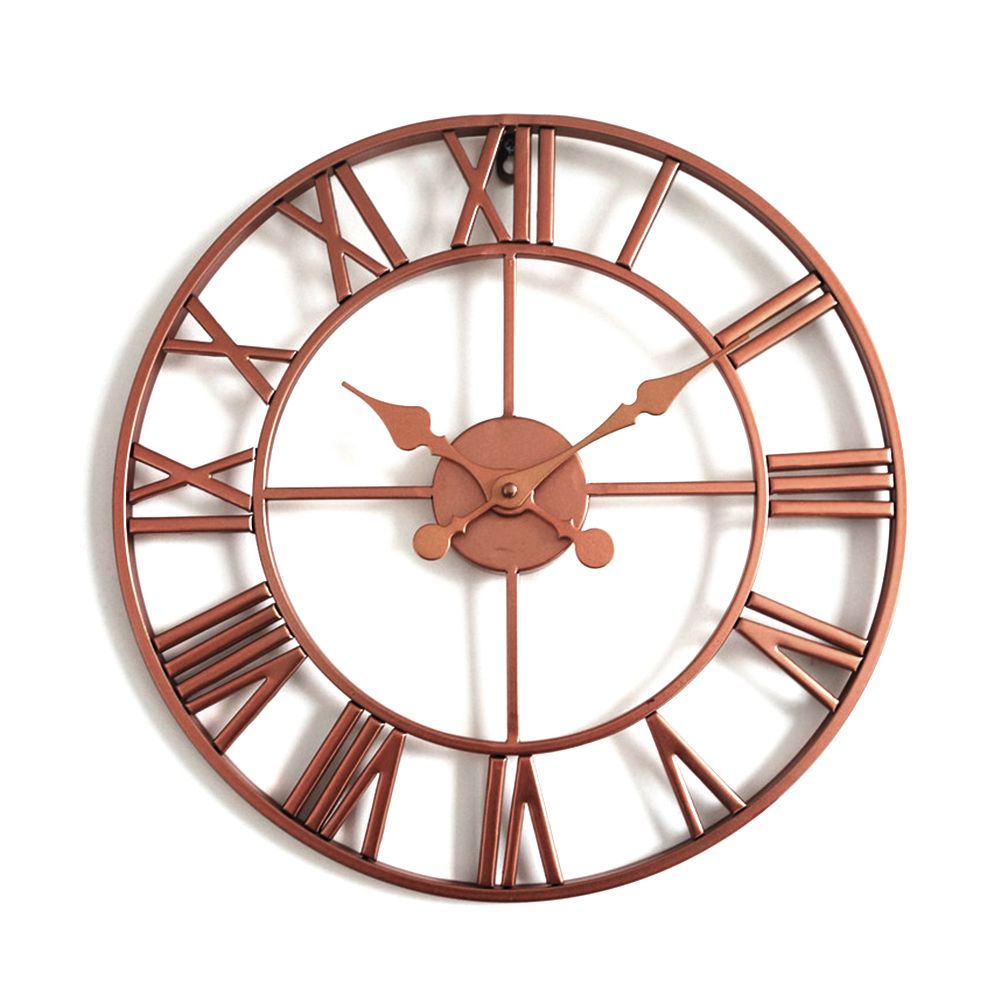 40cm Metal Round Wall Clock Roman Numerals Analog Living Room Office Decoration