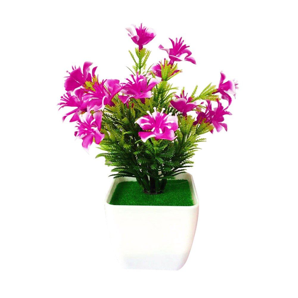 1Pc Containing pots Artificial Cherry Blossom Simulation Flower Wedding Home Floral Bonsai Decor