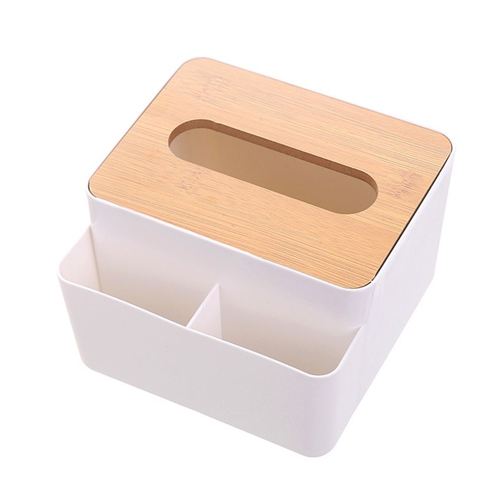 Home Kitchen Wooden Plastic Tissue Box Desktop Paper Towel Storage Holder Case