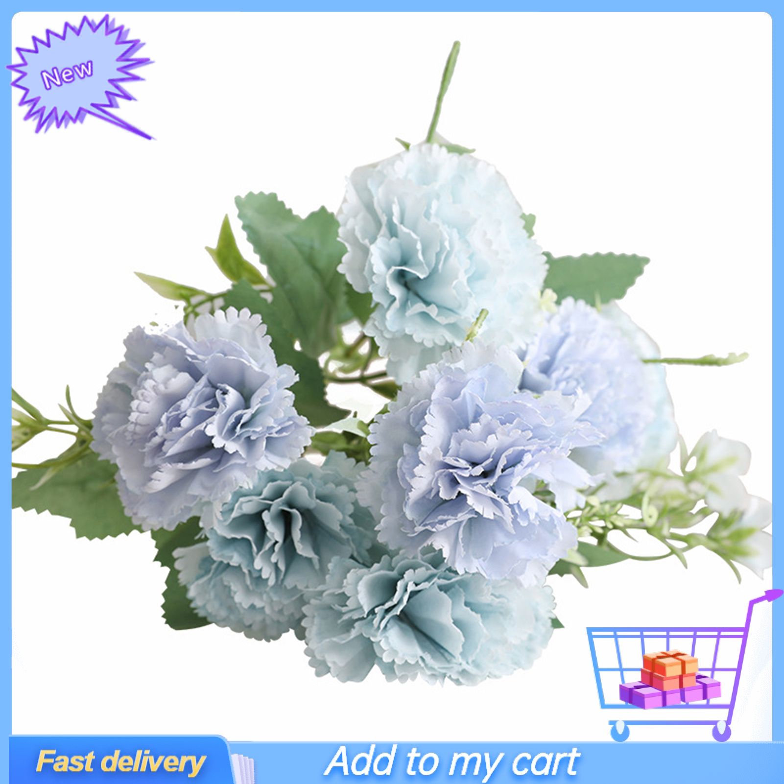 Flower Fadeless Widely Applied 7 Heads Vivid Carnations Artificial Flowers for Mother's Day