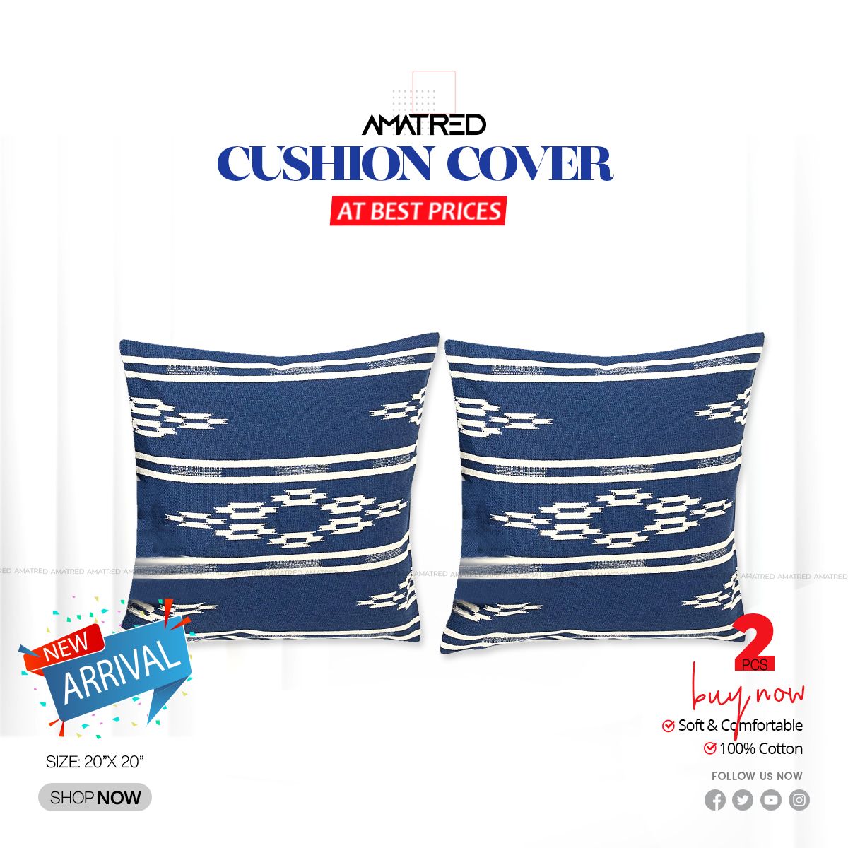 AMATRED 2pcs CUSHION COVER 20*20