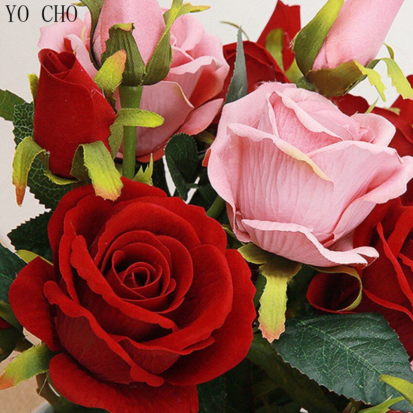 YO CHO 3 head wedding decoration artificial peony bouquet silk rose flower for home decoration table decoration mariage flowers