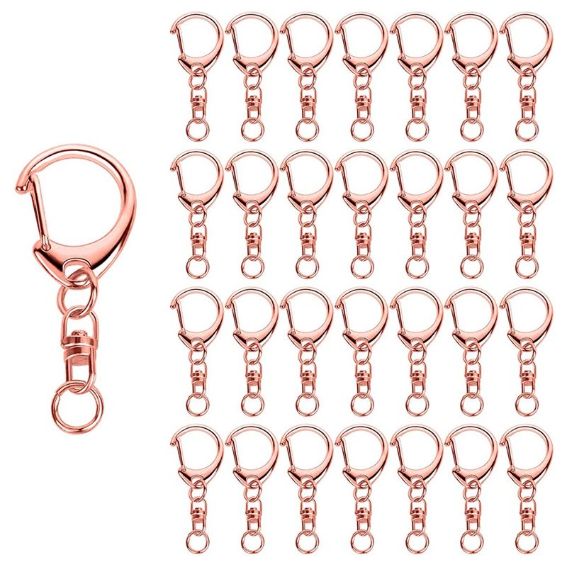 50 Pcs Rose Gold Keychain, Spring Snap Key Ring with Chain and Jump Rings, DIY Key Chain Parts for Craft Hanging Buckle