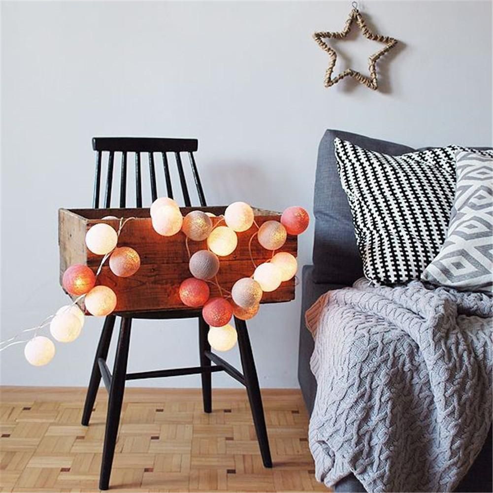 6CM Cotton Balls LED Fairy Lights String New Year Christmas Bedroom Garland Curtain Lamp Garden Home Hoilday Party Outdoor Decor--A88--1.5M 10LEDs USB