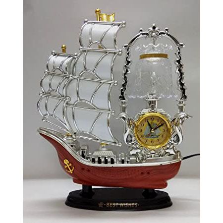 Beautiful Modern Art Handicrafts Boat Showpiece Ship Style with Clock