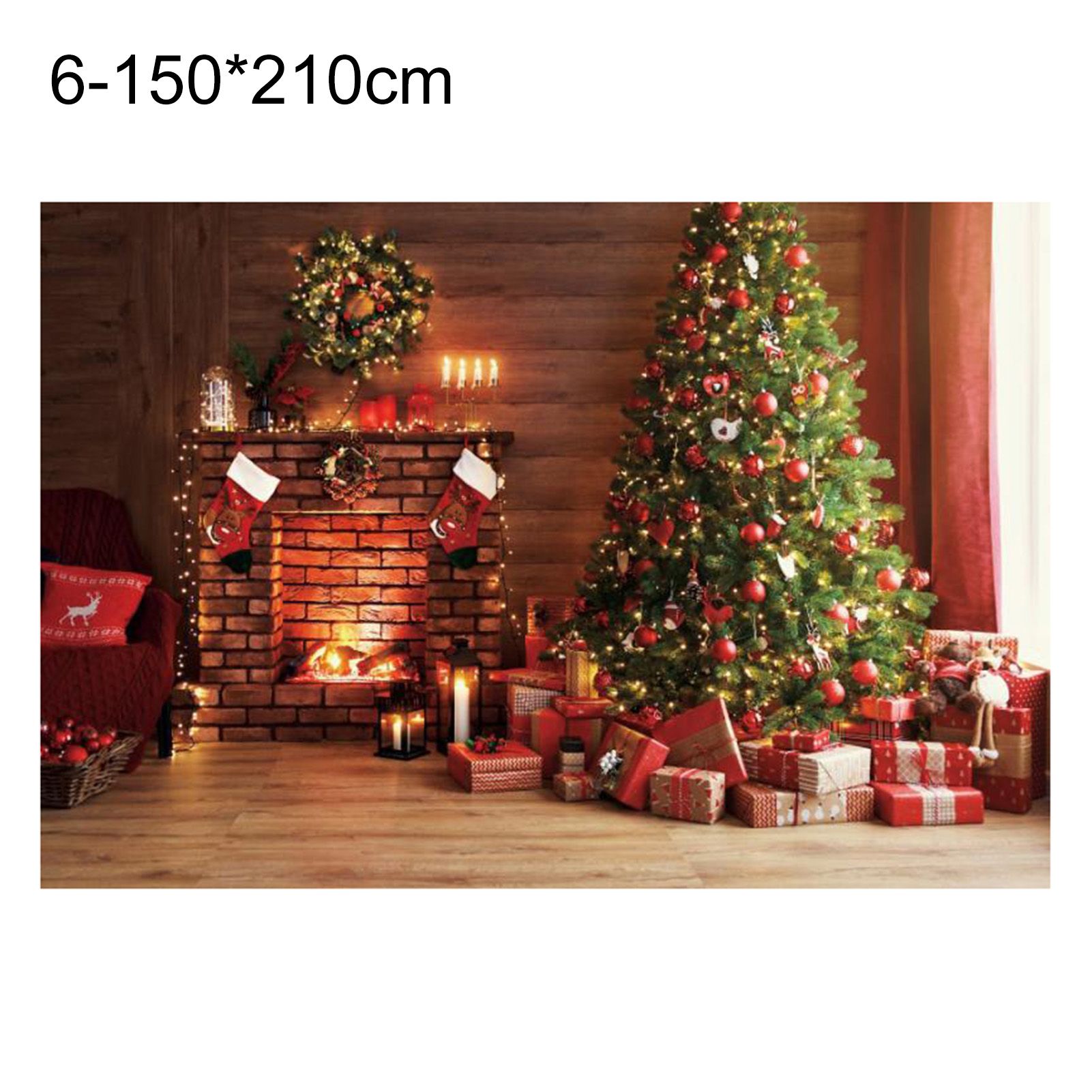 Livecity Christmas No-wrinkle Fabric Backdrop Washable Photo Studio Background Screen Party Decor