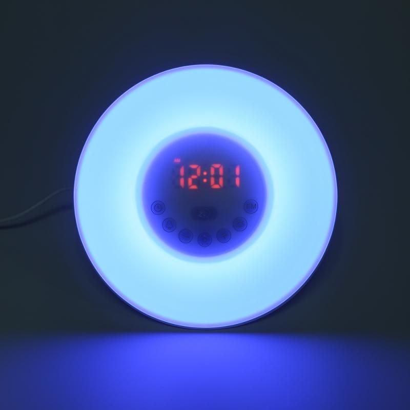 Alarm Clock Light Simulation Sunrise Lamp EU Plug Wake Up Bulb Sounds Lamps LED RGB Lights Radio Colorful-Light Digital Lantern