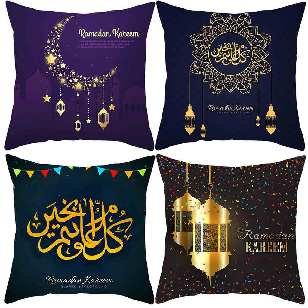 OIMG 4 Pcs Digital Print Ramadan Pillow Case Car Pillow Cushion Cover Home Decoration Square Pillowcases