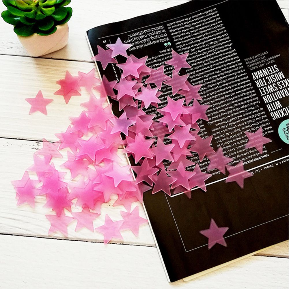 GC 3cm/4.6cm/3.8cm Star Wall Stickers Self-adhesive Luminous Fluorescent Glow In The Dark Wall Decals color:yellow specification:3cm 100pcs/bag
