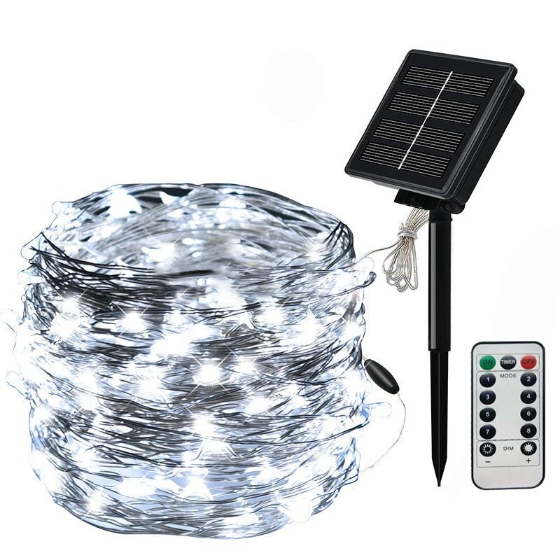 Solar Light String Waterproof Fairy Lights Outdoor Garland Lights Wedding Christmas Decoration Street Garden Lamps Patio Decor--Warm White--10m