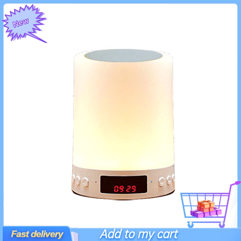 LED Light Wireless Bluetooth-compatible Speaker FM Radio Clock Mic Stereo Music Player