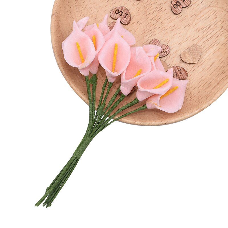 144pcs Mini Foam Calla Lily Artificial Flowers Bouquet for Wedding Decoration Home Decor Handmade Gift Cake Card Flowers Crafts