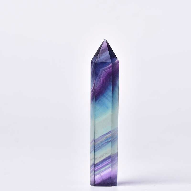 40-80mm Natural Crystal Colored fluorite Hexagonal Prisms Crystal Point Healing Energy Stone Obelisk Wand Treatment Stone Gift