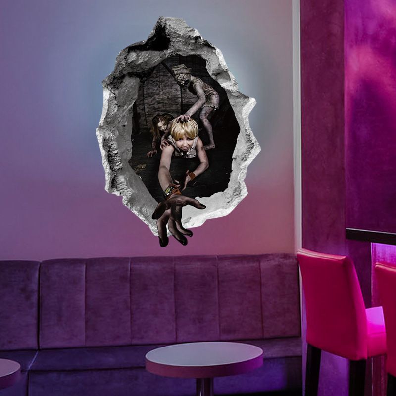 Decorate Your Life Miico Halloween Wall Sticker Girl Ghost Broken Wall Stickers Bar KTV Haunted House Decor